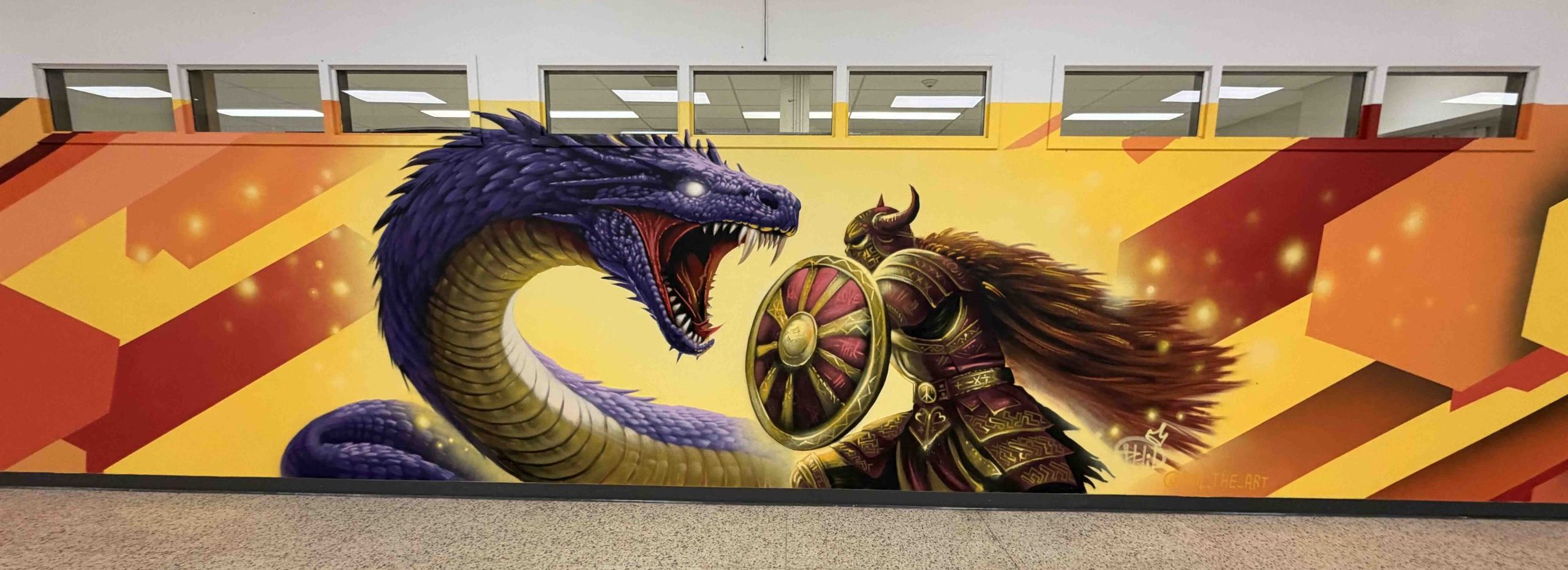 Murale Viking contre dragon, Polyvalente de lile, Hull