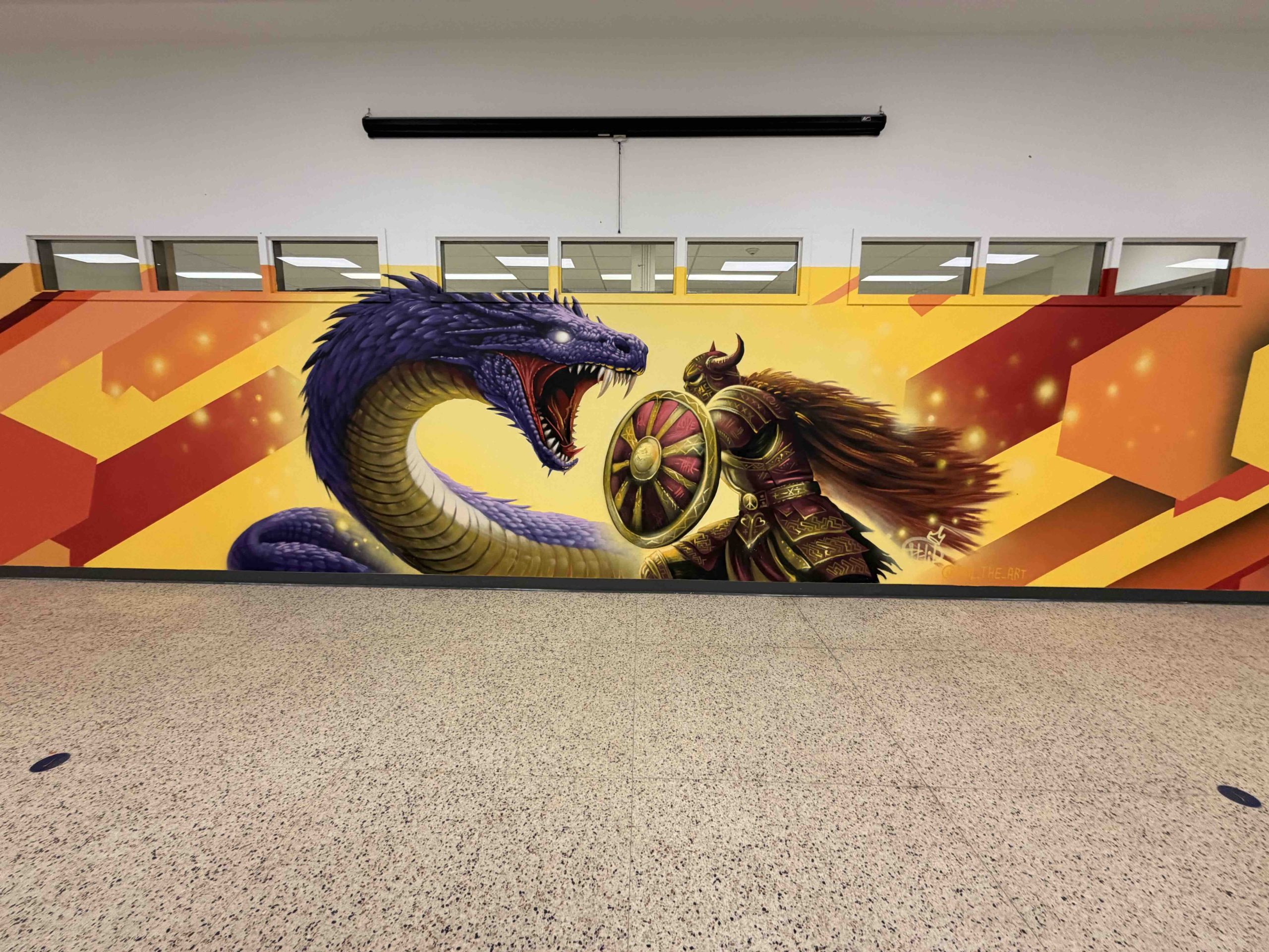 Murale d'un dragon vs un viking Polyvalente de l'ile
