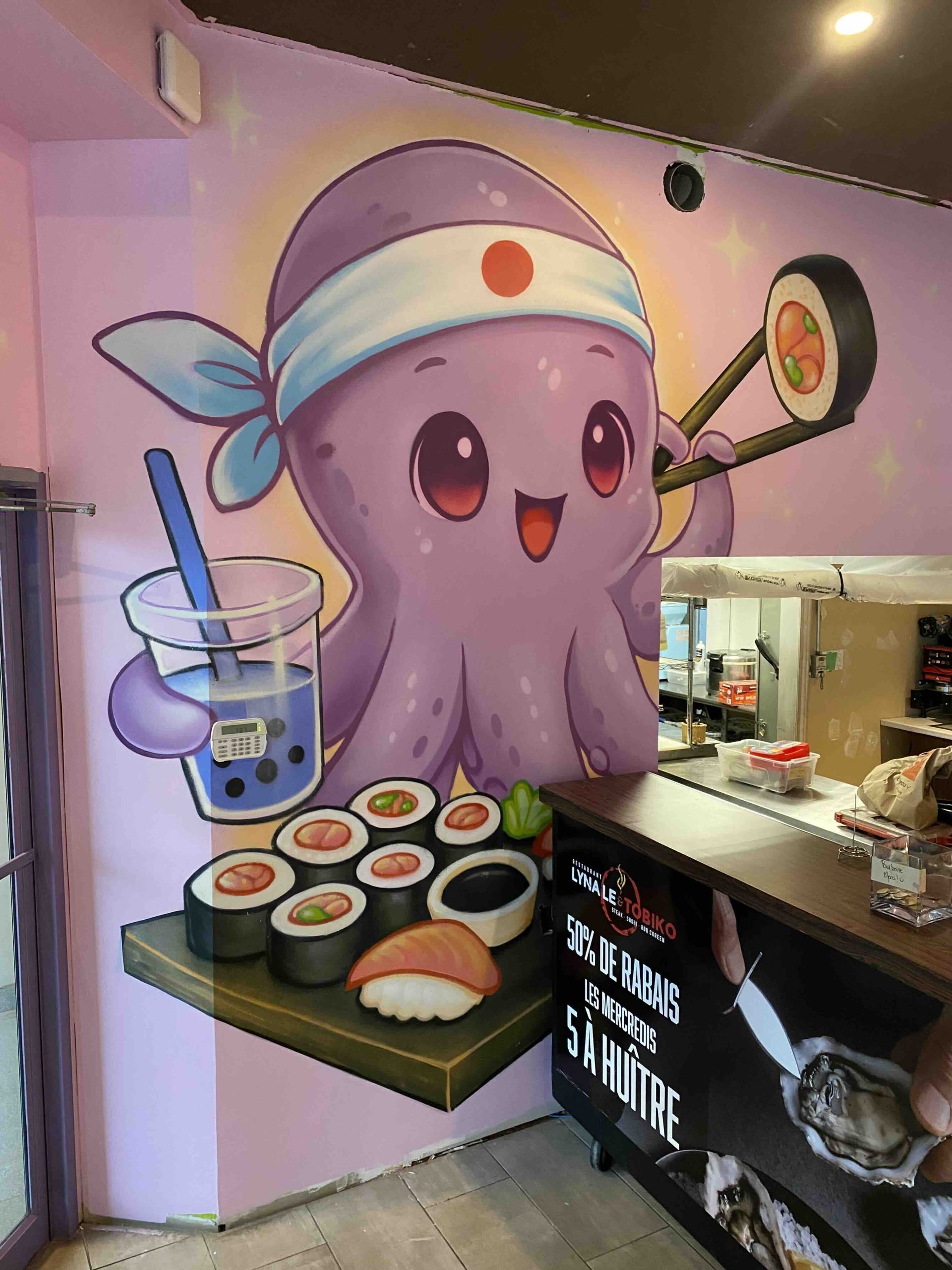 Murale cartoon restaurant Outaouais